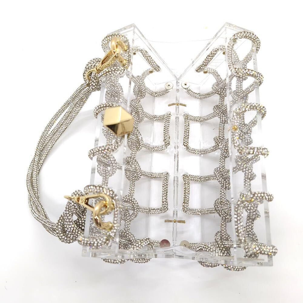 2844 Clear Acrylic Bag Rhinestone Acrylic Clutch Crystal Evening Purses View 6
